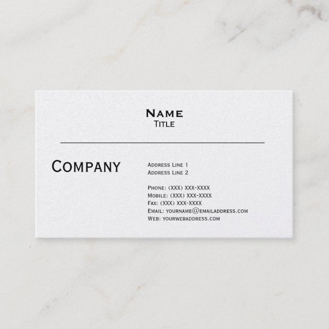 White Pearl Finish Business Card (Front)