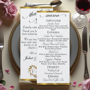 White Pearl/Gold - Monogram & Thank You Menu
