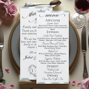 White Pearl/Silver - Monogram & Thank You Menu