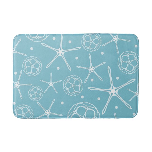 White Pearl Starfish Elegant Classy Beach Bath Mat (Front)