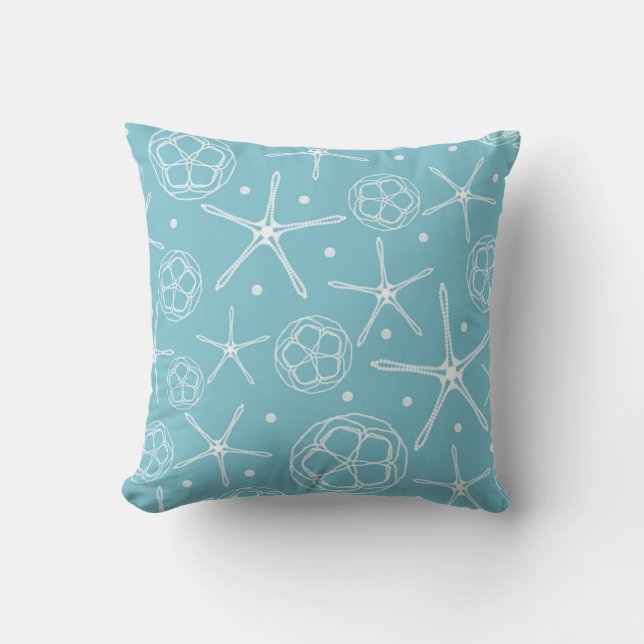 White Pearl Starfish Elegant Classy Beach Cushion (Front)