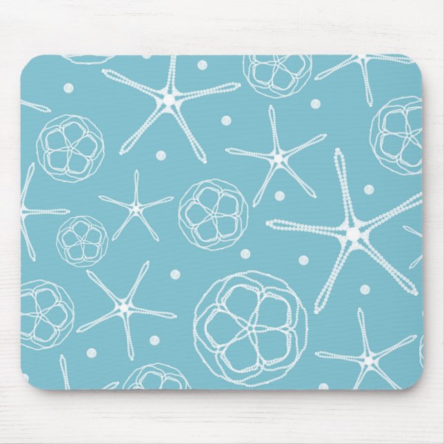 White Pearl Starfish Wedding Bridal Shower Mouse Pad (Front)