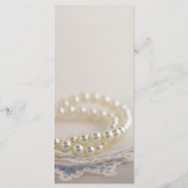 White Pearls and Blue Lace Wedding Program (Front)