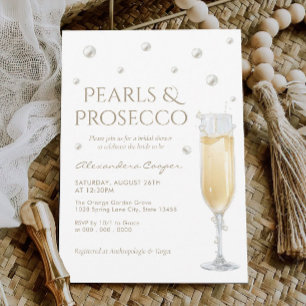 White Pearls and Prosecco Bridal Shower Invitation
