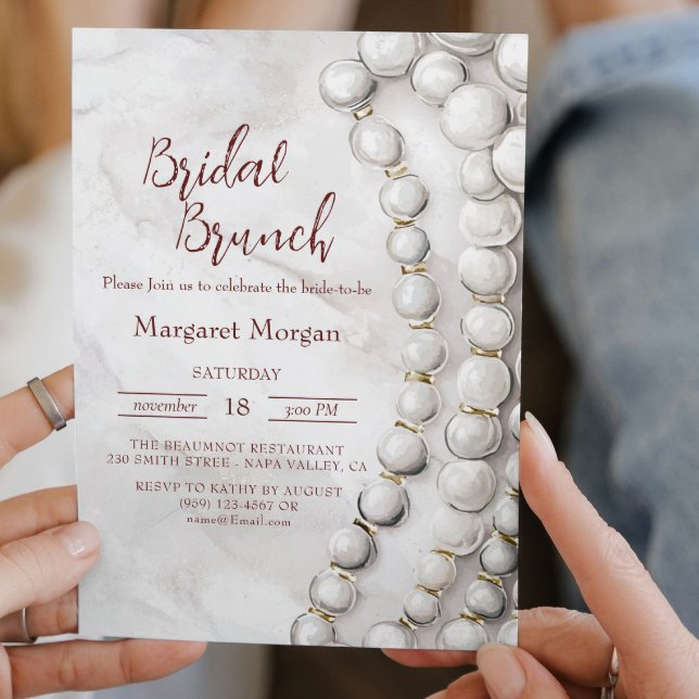 White Pearls Bridal Brunch Invitation (Creator Uploaded)