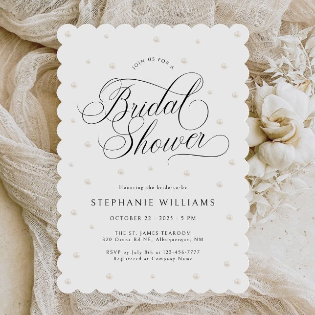 White Pearls Bridal Shower  Invitation (Creator Uploaded)