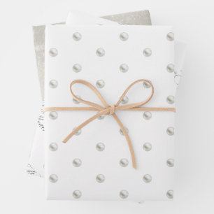 White Pearls Bridal Shower Wrapping Paper Sheet