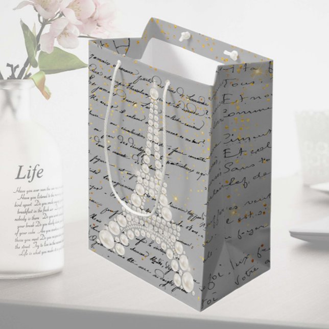 White Pearls  Eiffel Tower Medium Gift Bag (Creator Uploaded)