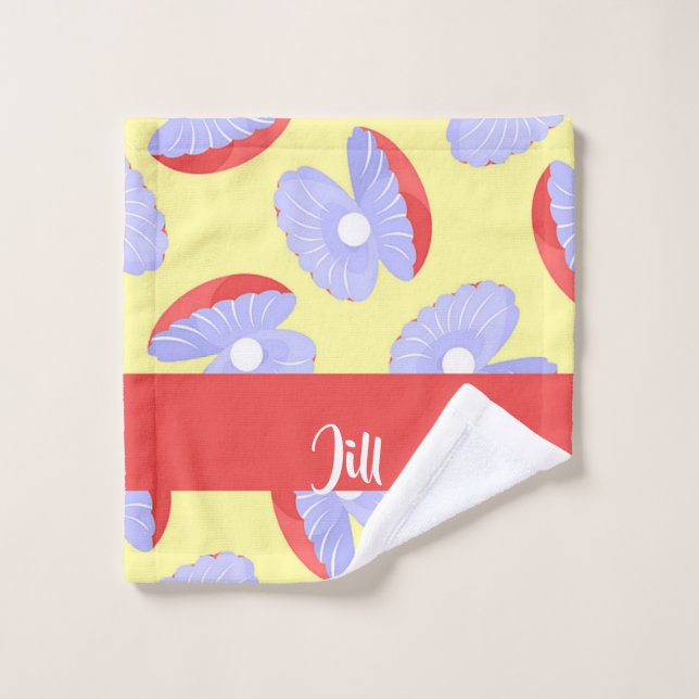 White pearls in sea shells pattern wash cloth (Wash Cloth)