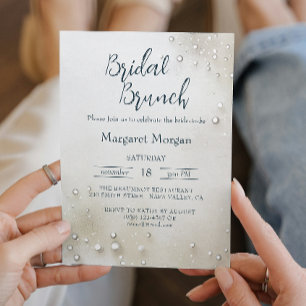 White Pearls Minimalist Bridal Brunch Invitation