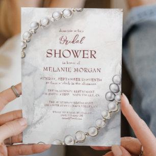 White Pearls Modern Bridal Shower Invitation