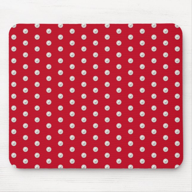 white pearls on red mouse pad (Front)
