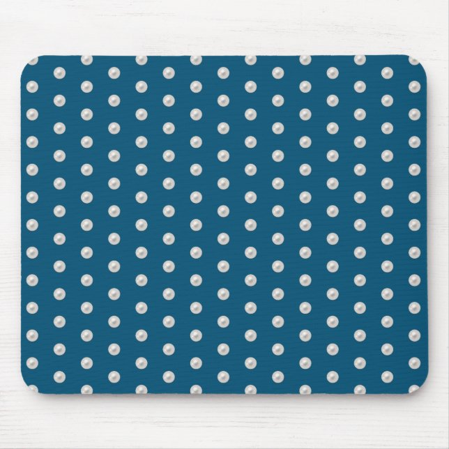 white pearls on teal blue mouse pad (Front)