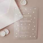 White Pearls Wedding Acrylic Invitation<br><div class="desc">Introducing the White Pearls Wedding Invitation, featuring a stunning background adorned with delicate pearl illustrations. These elegant details bring a touch of sophistication to the minimalist design, perfectly complementing the custom names and clean typography. Ideal for couples seeking timeless elegance, this invitation balances classic charm with modern refinement. The pearl-inspired...</div>