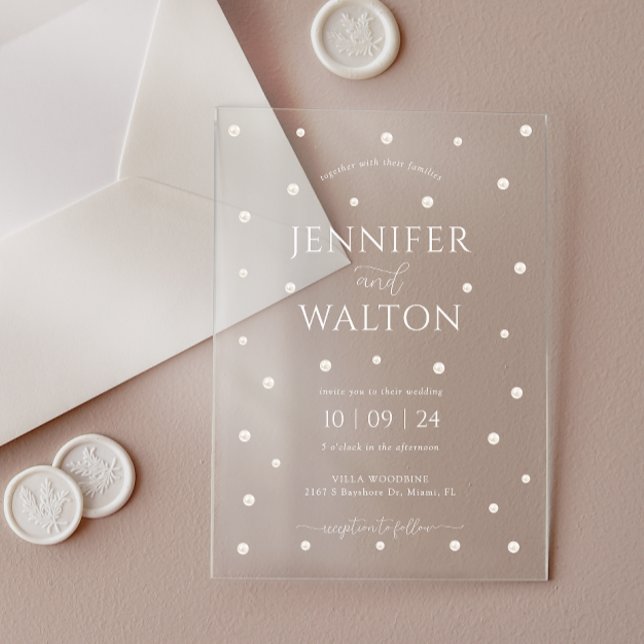White Pearls Wedding Acrylic Invitation (Creator Uploaded)