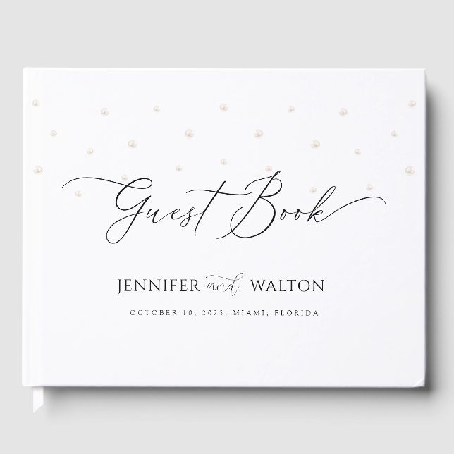 White Pearls Wedding  Guest Book (Front)