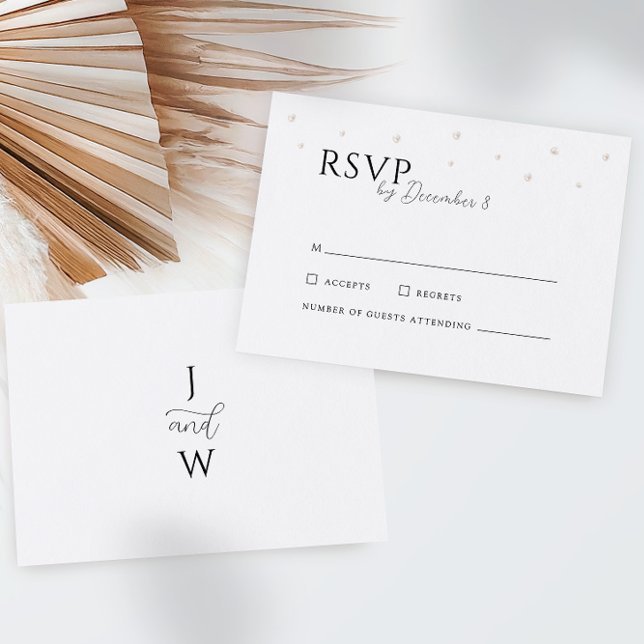White Pearls Wedding RSVP Card (Creator Uploaded)