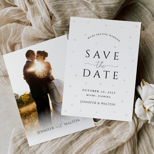 White Pearls Wedding Save the Date Invitation (Creator Uploaded)