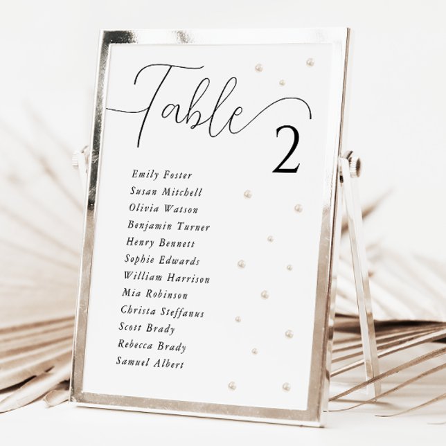 White Pearls Wedding Seating Chart Card 7x5 (Creator Uploaded)