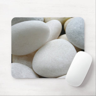 White Pebbles Stones Rock - Zen Spa Nature Photo Mouse Pad