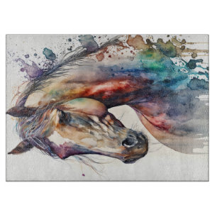 White Peeking Horse Cutting Board