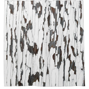 White Peeling Paint Shower Curtain