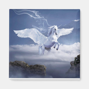 White Pegasus Stallion Horse Magnet