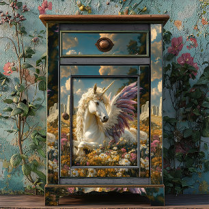 White Pegasus with Purple Wings Fantasy Mythical Tissue Paper