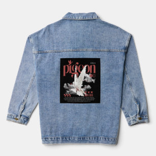 WHITE PEGON DISIGN ON Denim Jacket