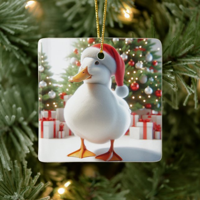 White Pekin Duck Customised Back Ornament (Tree)