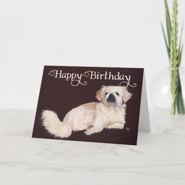 White Pekingese Birthday Card (Front)