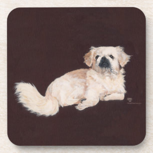 White Pekingese Dog Coaster
