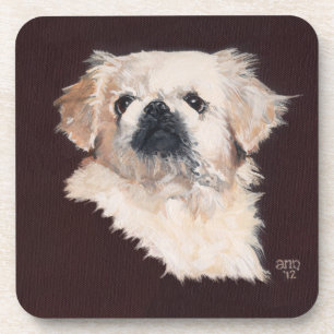 White Pekingese Dog Coaster