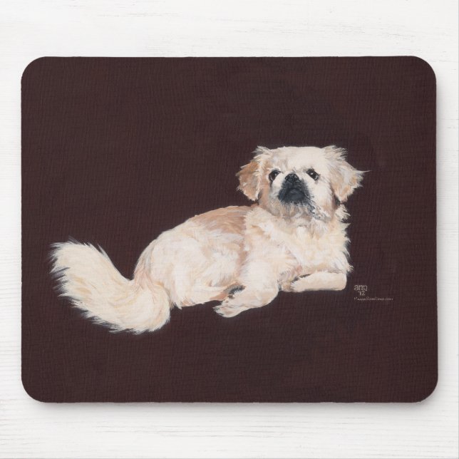 White Pekingese Dog Mouse Pad (Front)