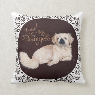 White Pekingese Dog Pillow