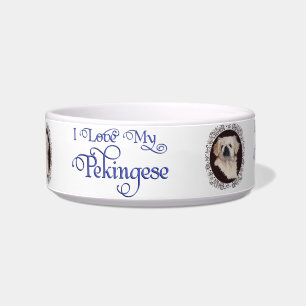 White Pekingese Head Study Bowl