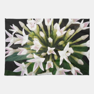 White Pentas Tea Towel