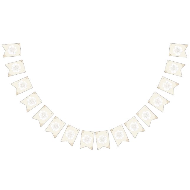 White Peonies Blossoms Wedding Bunting (All)