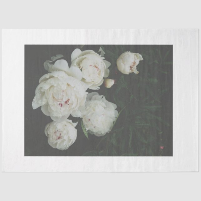 White peonies decoupage paper (Front)