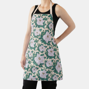 White Peonies & Green Leaves Apron