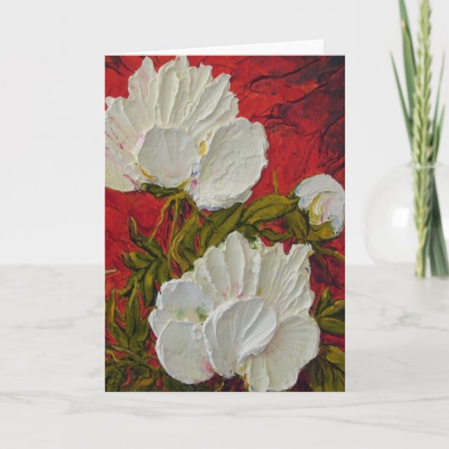 White Peonies Greeting Card (Front)