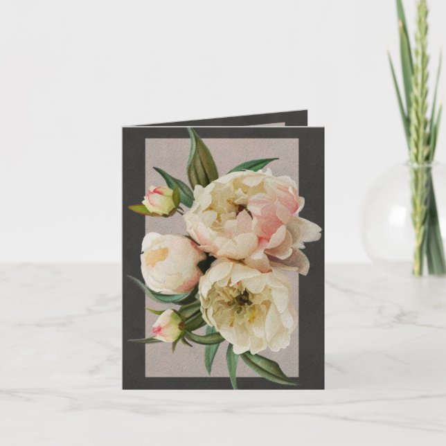 White Peonies Greeting Card (Front)
