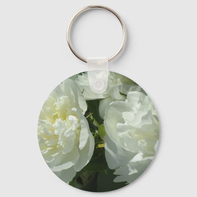 White Peonies Key Ring (Front)