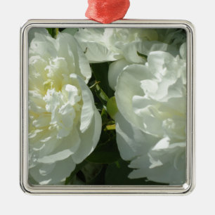 White Peonies Metal Tree Decoration