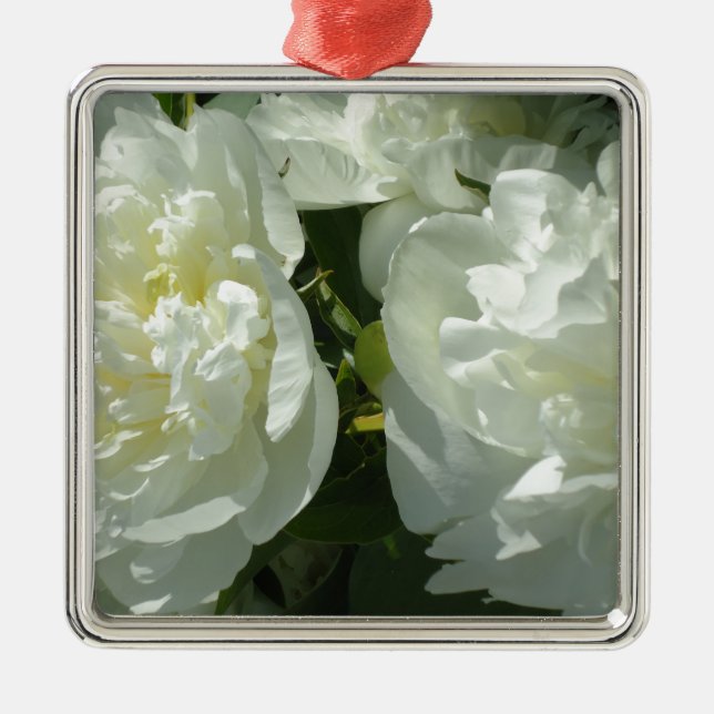 White Peonies Metal Tree Decoration (Front)