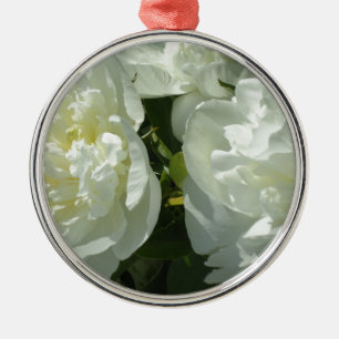 White Peonies Metal Tree Decoration