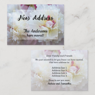 White Peonies New Address Announcement