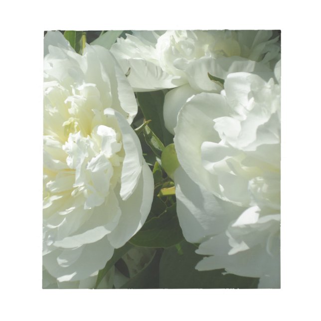 White Peonies Notepad (Front)