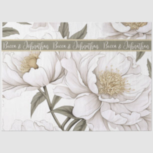White Peonies   Simple   Rustic Tissue Paper