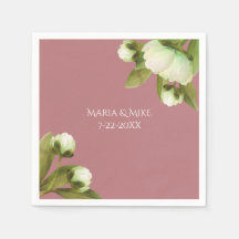 White Peonies with Dusty Blue Napkins